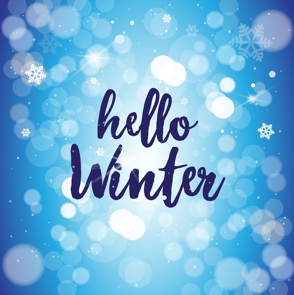 hello winter lettering greeting card design merry christmas happy new ...